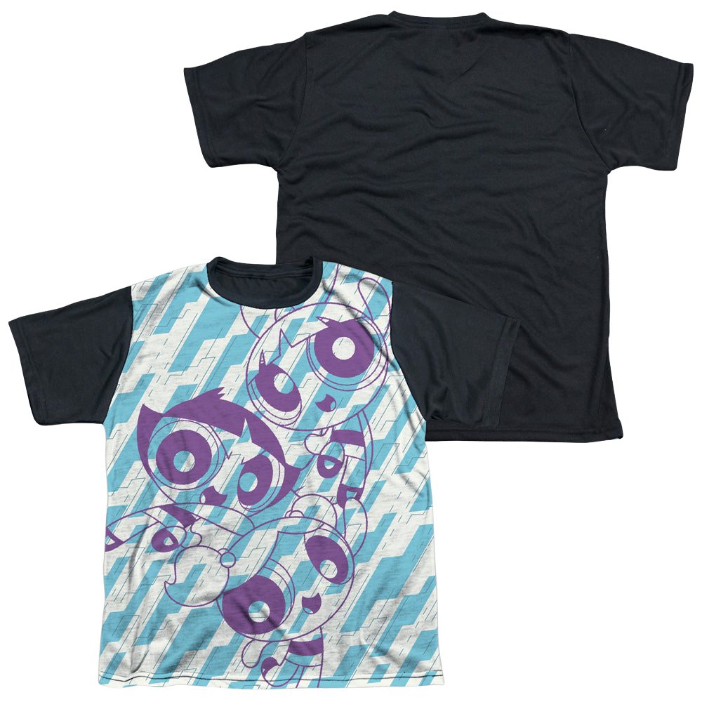 Powerpuff Girls Purple Pattern - Youth Black Back T-Shirt Youth Black Back T-Shirt (Ages 8-12) Powerpuff Girls   