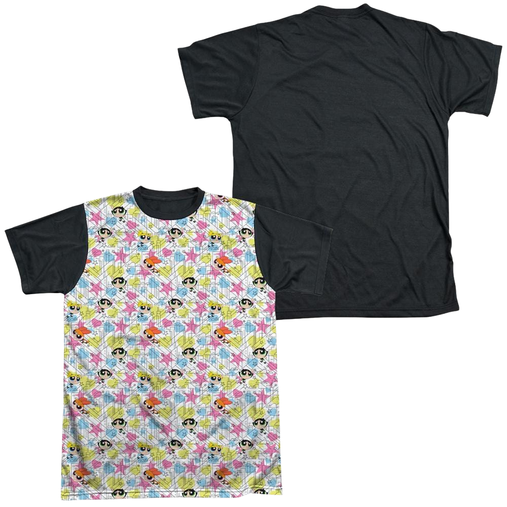 Powerpuff Girls Powerpuff Pattern Men's Black Back T-Shirt Men's Black Back T-Shirt Powerpuff Girls   