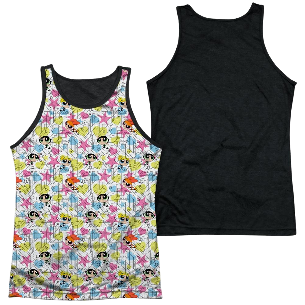 Powerpuff Girls Powerpuff Pattern Men's Black Back Tank Men's Black Back Tank Powerpuff Girls   