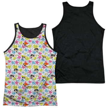 Powerpuff Girls Powerpuff Pattern men's black back tank