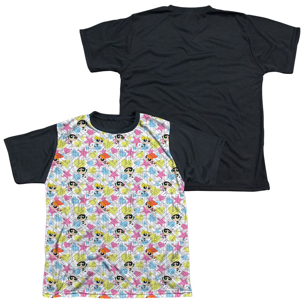 Powerpuff Girls Powerpuff Pattern - Youth Black Back T-Shirt Youth Black Back T-Shirt (Ages 8-12) Powerpuff Girls   