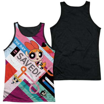 Powerpuff Girls The Day Is Saved men's black back tank