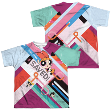 Powerpuff Girls The Day Is Saved youth all-over print t-shirt for ages 8 to 12