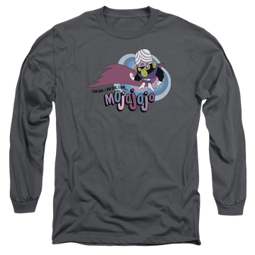 Charcoal men's long sleeve t-shirt with Powerpuff Girls I Am Bad I Am Evil graphic