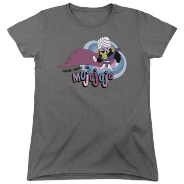 Charcoal women's t-shirt with Powerpuff Girls I Am Bad I Am Evil graphic