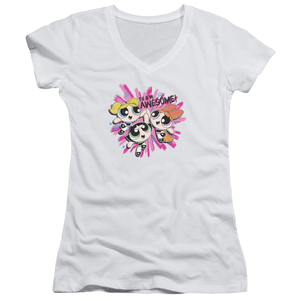 Powerpuff Girls Team Awesome Juniors V-Neck T-Shirt Juniors V-Neck T-Shirt Powerpuff Girls   