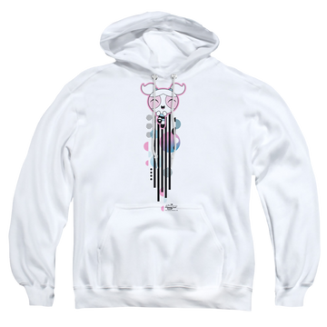 White pullover hoodie with Powerpuff Girls Bubbles Streak graphic