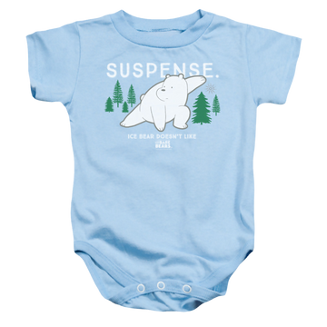 Light blue baby bodysuit with We Bare Bears Suspense graphic