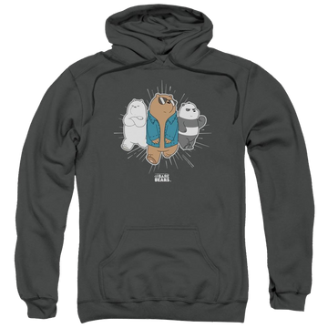 Charcoal pullover hoodie with We Bare Bears Jacket graphic