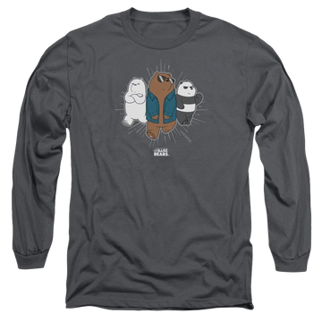 Charcoal men's long sleeve t-shirt with We Bare Bears Jacket graphic