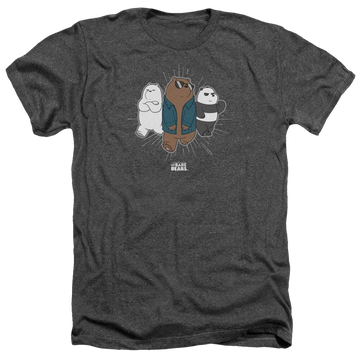Charcoal men's heather t-shirt with We Bare Bears Jacket graphic