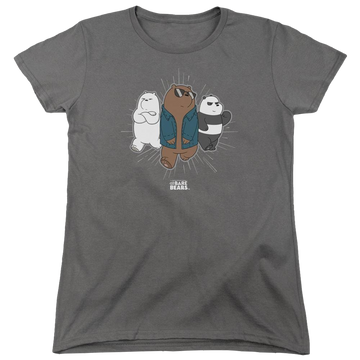 Charcoal women's t-shirt with We Bare Bears Jacket graphic