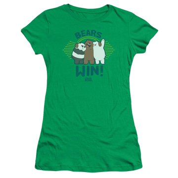 Kelly green juniors t-shirt with We Bare Bears Bears Win graphic