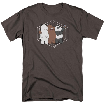 Charcoal men's regular fit t-shirt with We Bare Bears Selfie graphic