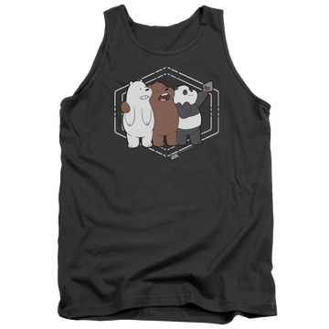Charcoal men's tank with We Bare Bears Selfie graphic