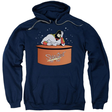Navy pullover hoodie with Space Ghost Great Galaxies graphic