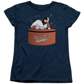 Navy women's t-shirt with Space Ghost Great Galaxies graphic