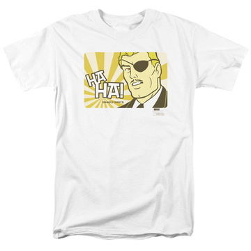 White men's regular fit t-shirt with Harvey Birdman Phil Ken Sebben graphic