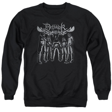 Black men's crewneck sweatshirt with Metalocalypse Dethklok Band graphic