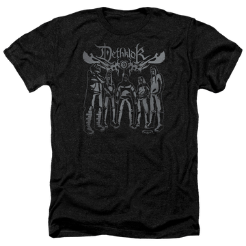 Charcoal men's heather t-shirt with Metalocalypse Dethklok Band graphic