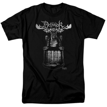 Black men's regular fit t-shirt with Metalocalypse Statue graphic