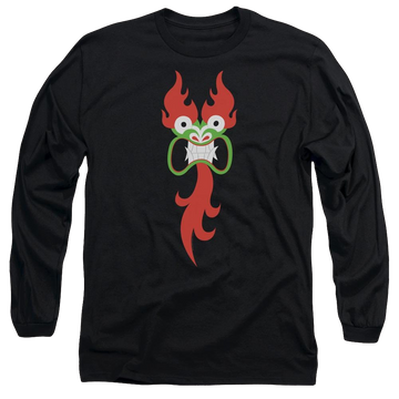 Black men's long sleeve t-shirt with Samurai Jack Aku Face graphic