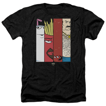 Charcoal men's heather t-shirt with Aqua Teen Hunger Force Group Tiles graphic