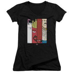 Aqua Teen Hunger Force Group Tiles - Juniors V-Neck T-Shirt Juniors V-Neck T-Shirt Aqua Teen Hunger Force   