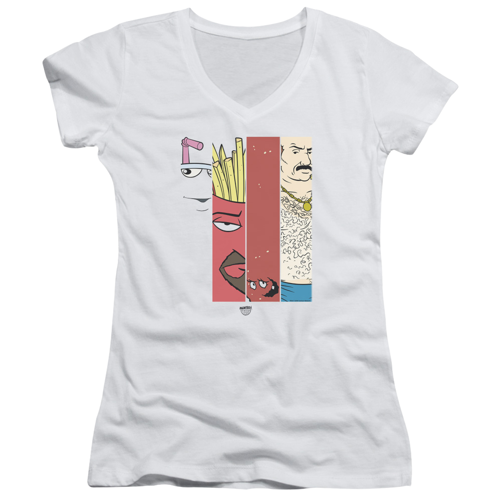 Aqua Teen Hunger Force Group Tiles - Juniors V-Neck T-Shirt Juniors V-Neck T-Shirt Aqua Teen Hunger Force   