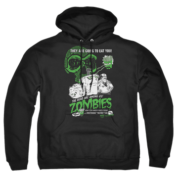 Black pullover hoodie with Aqua Teen Hunger Force Zombies graphic