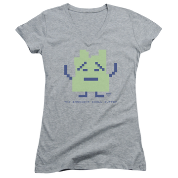 Athletic heather juniors v-neck t-shirt with Aqua Teen Hunger Force Inignokt graphic