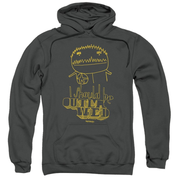 Charcoal pullover hoodie with Squidbillies Outlawed graphic