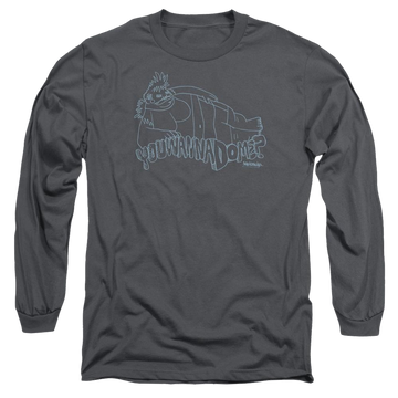 Charcoal men's long sleeve t-shirt with Squidbillies Krystal graphic