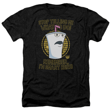 Charcoal men's heather t-shirt with Aqua Teen Hunger Force Stop graphic