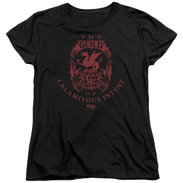 Black women's t-shirt with The Venture Bros Build graphic