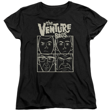 Black women's t-shirt with The Venture Bros Venture graphic