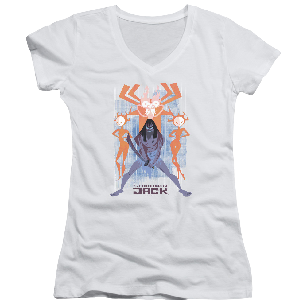 Samurai Jack Jack Vs Evil - Juniors V-Neck T-Shirt Juniors V-Neck T-Shirt Samurai Jack   