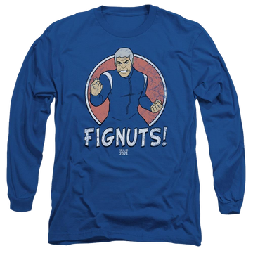 Royal men's long sleeve t-shirt with Sealab 2021 Fignuts graphic