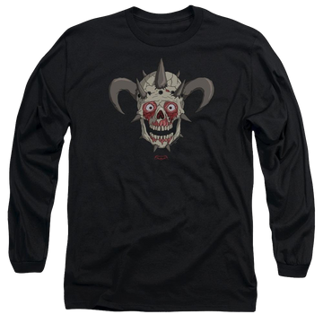Black men's long sleeve t-shirt with Metalocalypse Facebones graphic