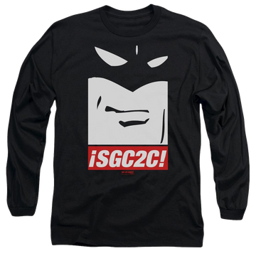Black men's long sleeve t-shirt with Space Ghost Sgc2C graphic