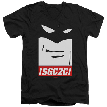 Black men's v-neck t-shirt with Space Ghost Sgc2C graphic