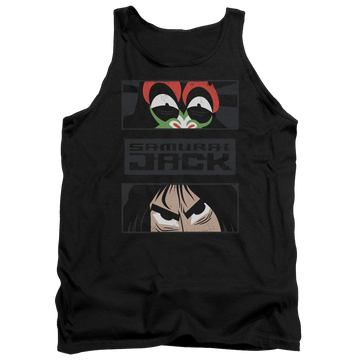 Black men's tank with Samurai Jack Stare Down graphic