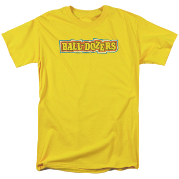 Yellow men's regular fit t-shirt with Dubble Bubble Balldozers graphic