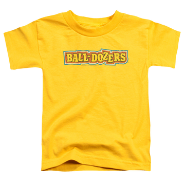 Yellow kid's t-shirt for ages 4 to 7 with Dubble Bubble Balldozers graphic