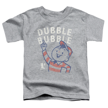 Athletic heather toddler t-shirt with Dubble Bubble Pointing graphic