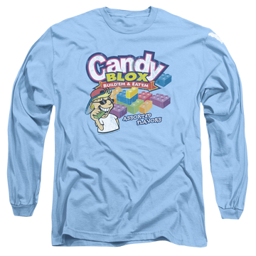 Carolina blue men's long sleeve t-shirt with Dubble Bubble Candy Blox graphic
