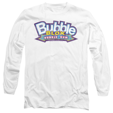 White men's long sleeve t-shirt with Dubble Bubble Bubble Blox graphic