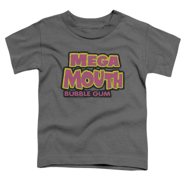 Charcoal kid's t-shirt for ages 4 to 7 with Dubble Bubble Mega Mouth graphic