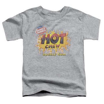 Athletic heather kid's t-shirt for ages 4 to 7 with Dubble Bubble Hot Chew graphic