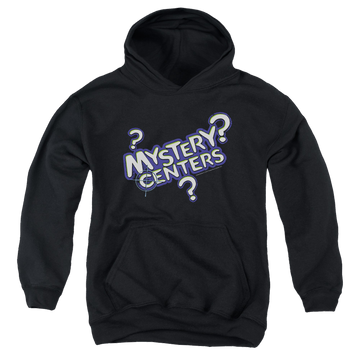 Black youth hoodie for ages 8 to 12 with Dubble Bubble Mystery Centers graphic